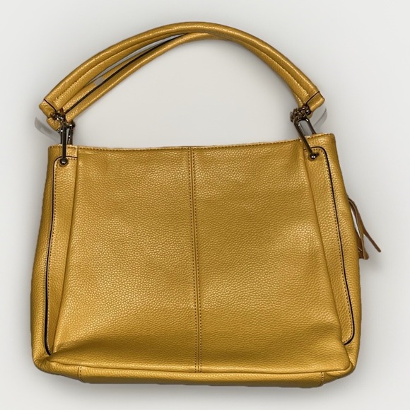 Dune London Yellow Pebbled Faux Leather‎ Shoulder Bag Gold Hardware Tassel Charm - Picture 3 of 16